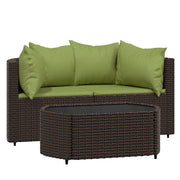 Set Mobili da Giardino 3 pz con Cuscini in Polyrattan Marrone CFW6188557