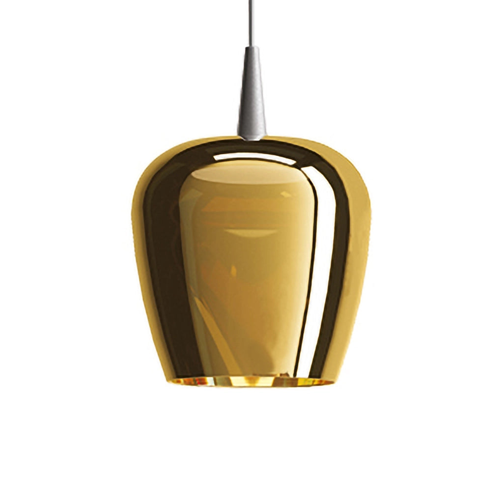 Zafferano Lampada a sospensione Bilia 230V LED 8W in vetro borosilicato soffiato a bocca con finitura Oro Antico, diametro 18 cm, altezza 324 cm