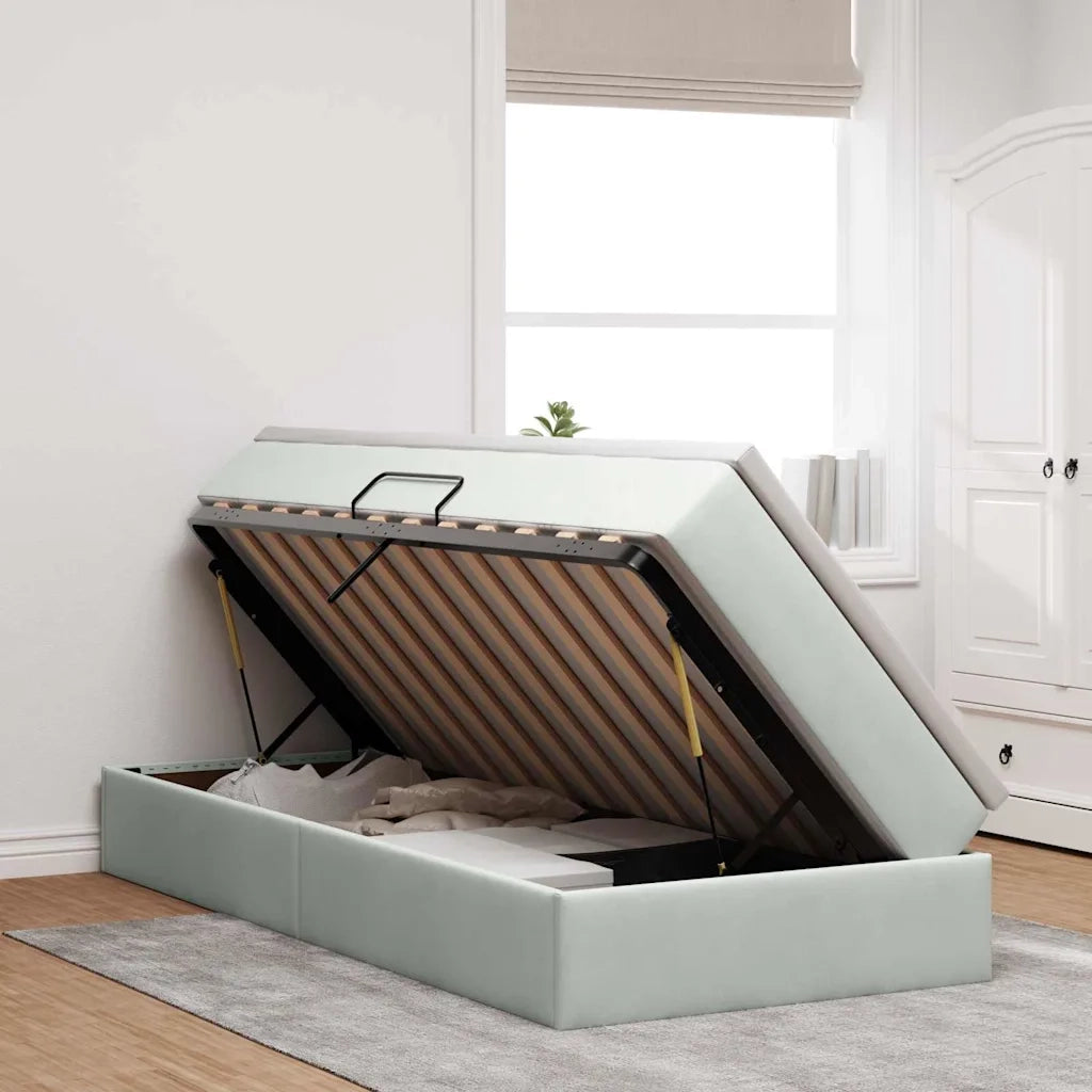 Letto con contenitore e materasso Grigio chiaro 90 x 200 cm 3370275