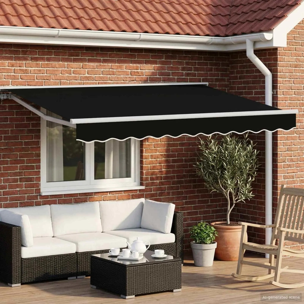 Cornice per Tenda Manuale con LED Nero e Bianco 3 x 2,5 m 3420584