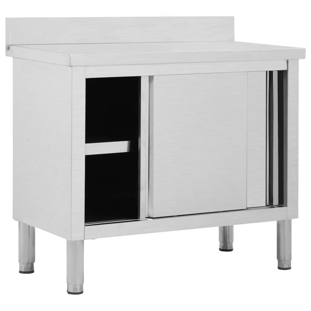 Banco da Lavoro con Ante Scorrevoli 100x50x(95-97)cm in Acciaio 51050