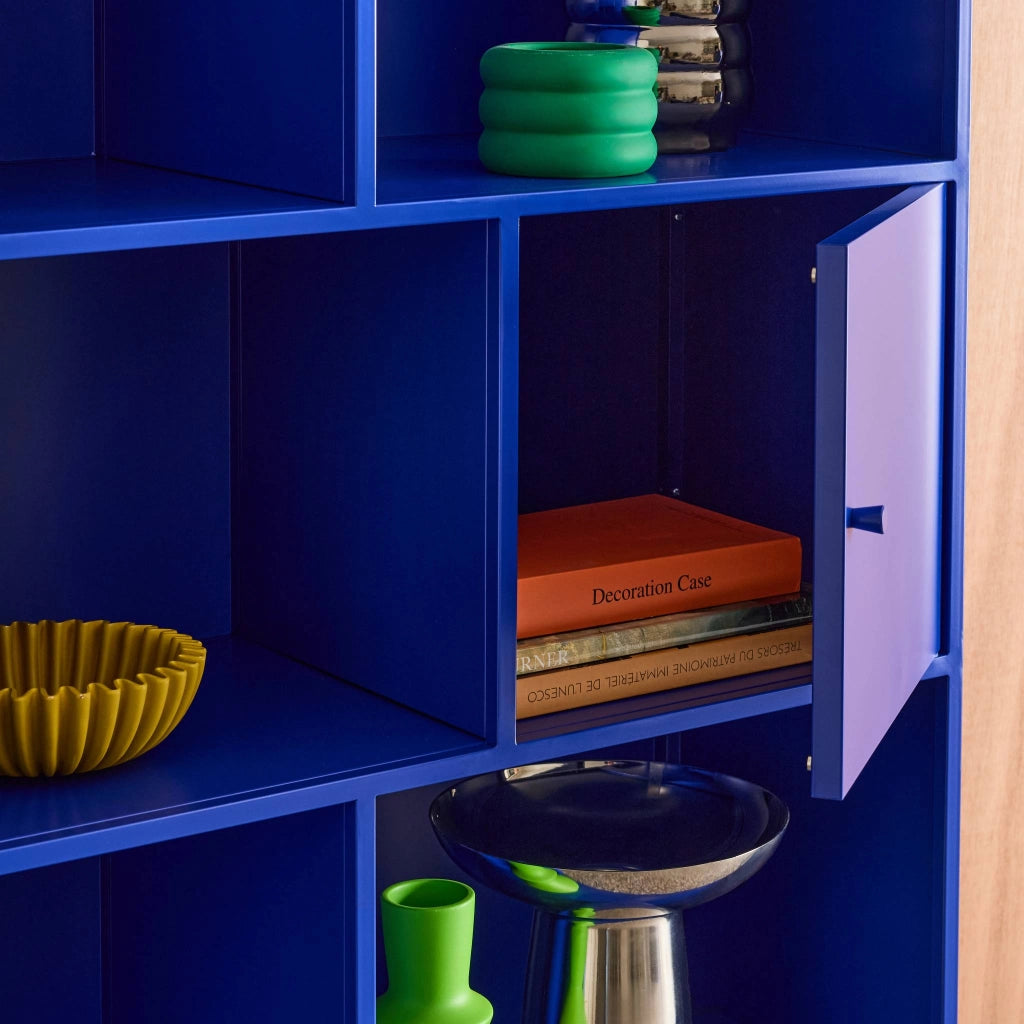 Credenza industriale in metallo con 8 scomparti, blu