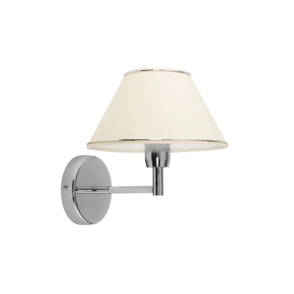 Applique classica cromata con paralume ecru E27 15W