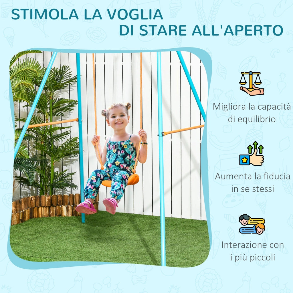 Altalena Giardino Bambini 3-8 Anni ¨C Xylo ¨C Acciaio PE Seggiolino 163x145x181cm