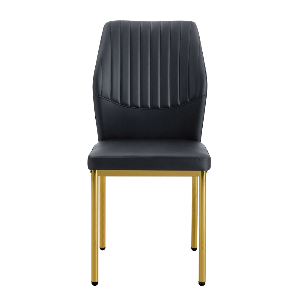 Set 4 Sedie da Pranzo ¨C MINIMAL ¨C PU Nero, Gambe Oro in Metallo