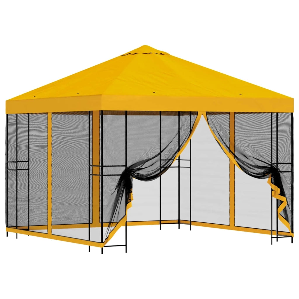Gazebo da giardino con pareti laterali 3 x 3 m Giallo 900344