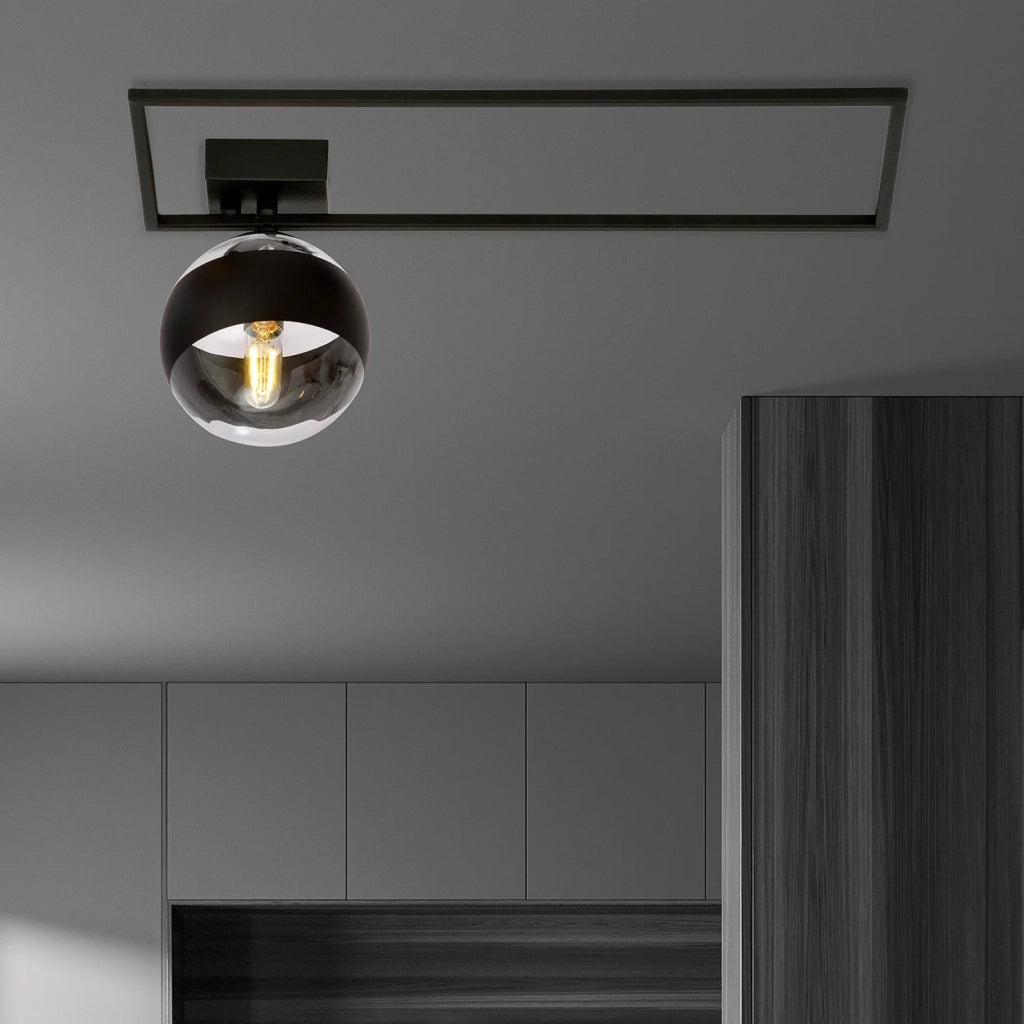 Plafoniera Moderna Andromeda Acciaio Nero Trasparente 1 Luce E14 Ip20