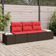 Set Divano da Giardino 3 pz Marrone e Rosso polyrattan 3355593