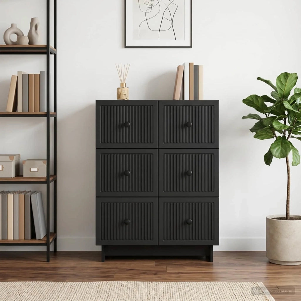 Mobile con Cassetti Nero 66 x 34,5 x 90 cm Legno ingegnerizzato 893916