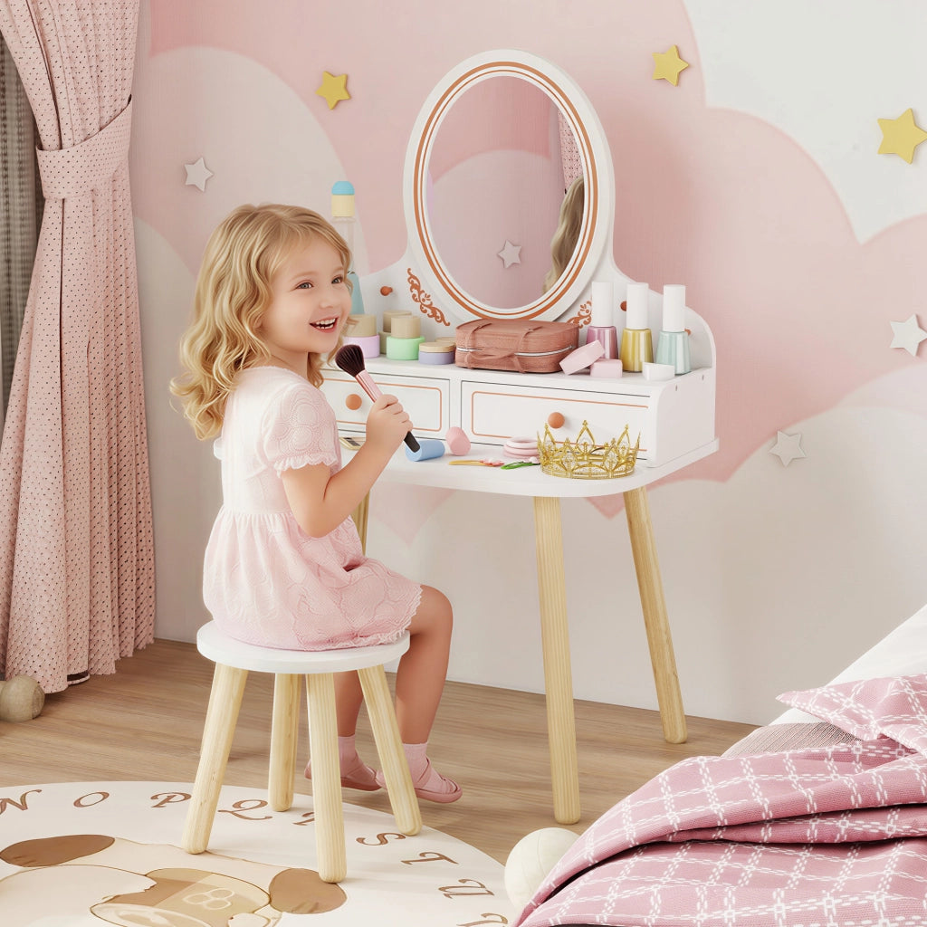 Cassettiera Bambina con Specchio e 2 Cassetti ¨C Minimal ¨C Bianco