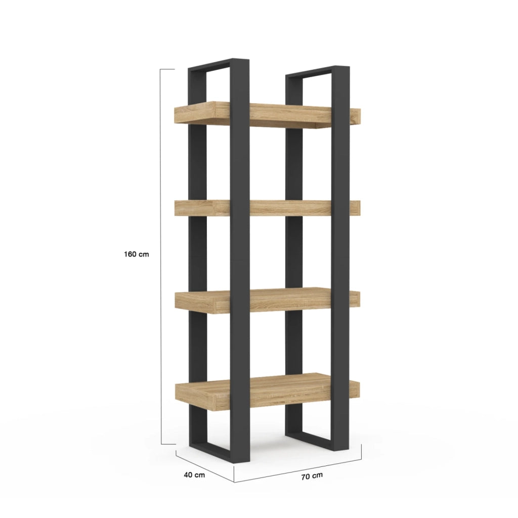 IDMarket - Scaffale a 4 livelli in legno e nero PHOENIX