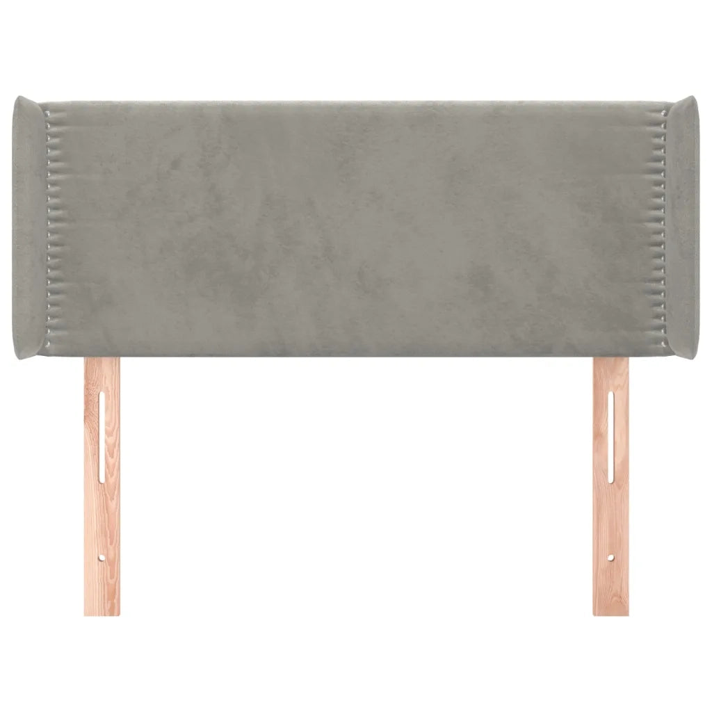 Testiera ad Orecchio-Testata con Orecchie Grigio Chiaro 103x16x78/88 cm in Velluto 611324