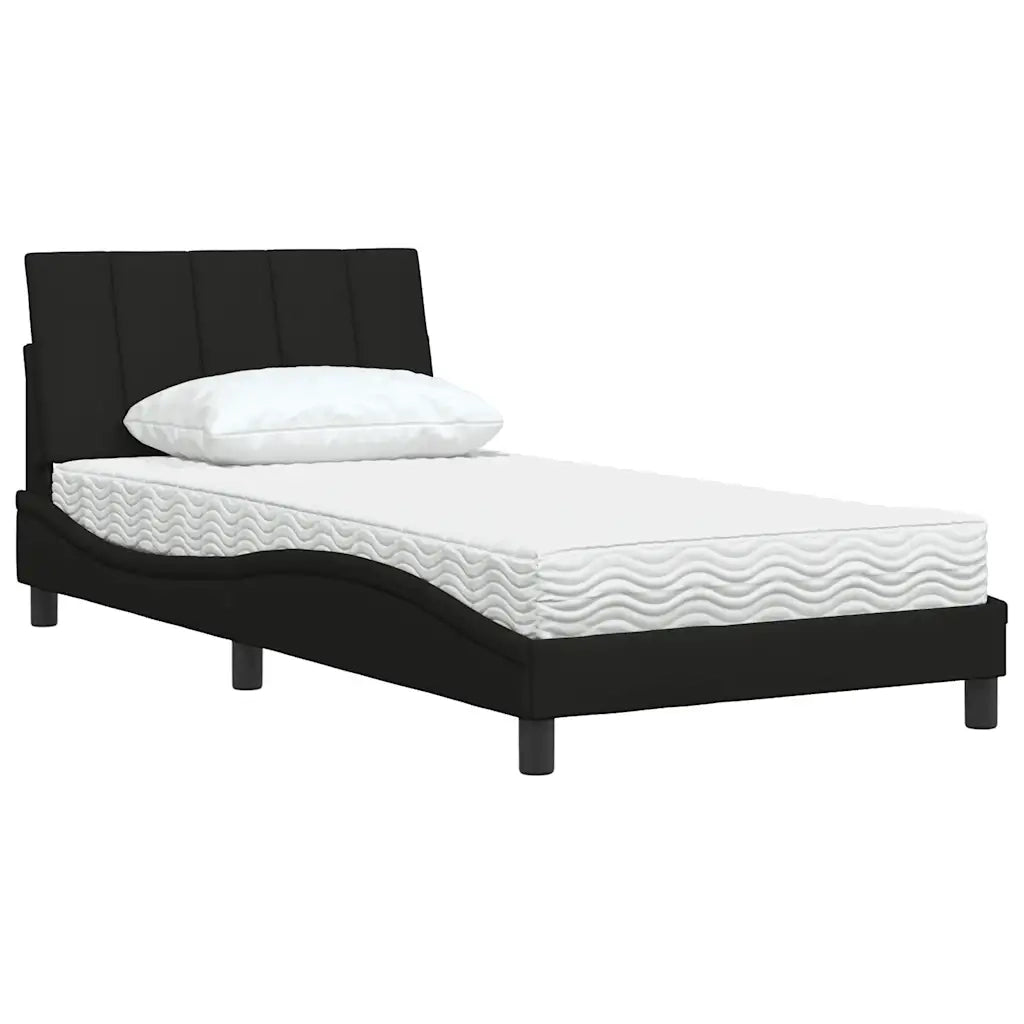 Letto con Materasso Hanko Nero 100x200 cm in Tessuto 3310512
