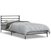 Letto singolo | Letto per adulti | Giroletto Grigio Sonoma 100x200 cm Legno Multistrato e Metallo