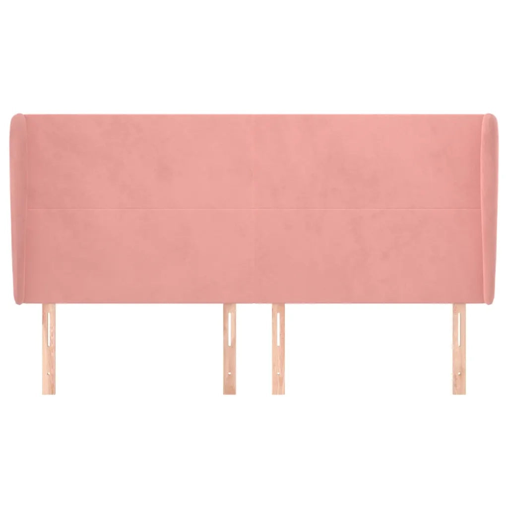 Testiera | Testata ad Orecchio Rosa 183x23x118/128 cm in Velluto