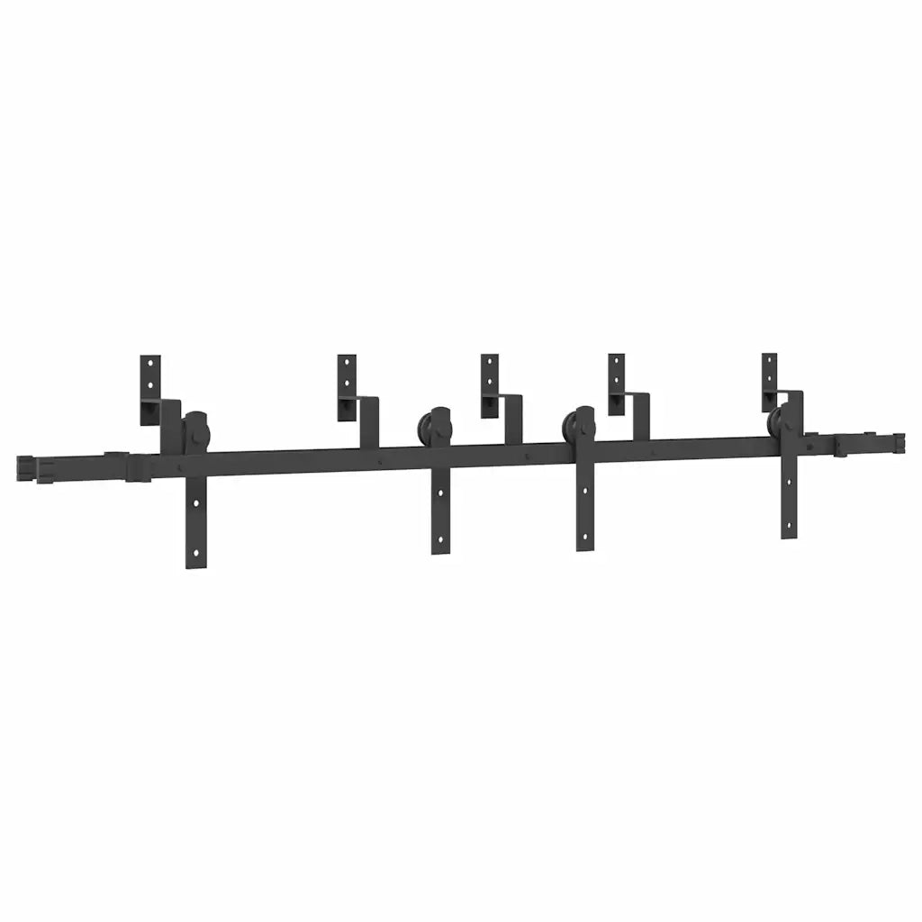 Kit di Binari per Porte Scorrevoli 200 cm Acciaio Nero 3295722