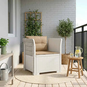 Poltrona a 1 Posto con Cuscini Aspetto Rattan PP Bianco 8011878