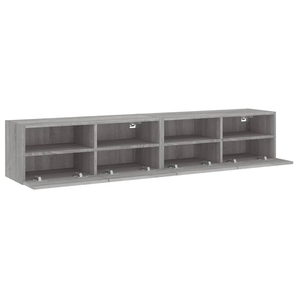 Mobile TV multimediale da parete mensola TV credenza TV per sala da pranzo soggiorno camera da letto 2 pezzi Sonoma 80 x 30 x 30 cm legno ingegnerizzato grigio 02_0029032