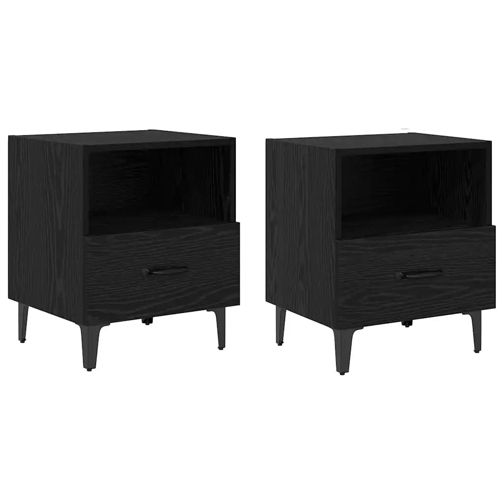 Set di 2 Comodini | Armadio da Notte | Mobiletto da notte Rovere nero 40 x 35 x 47,5 cm