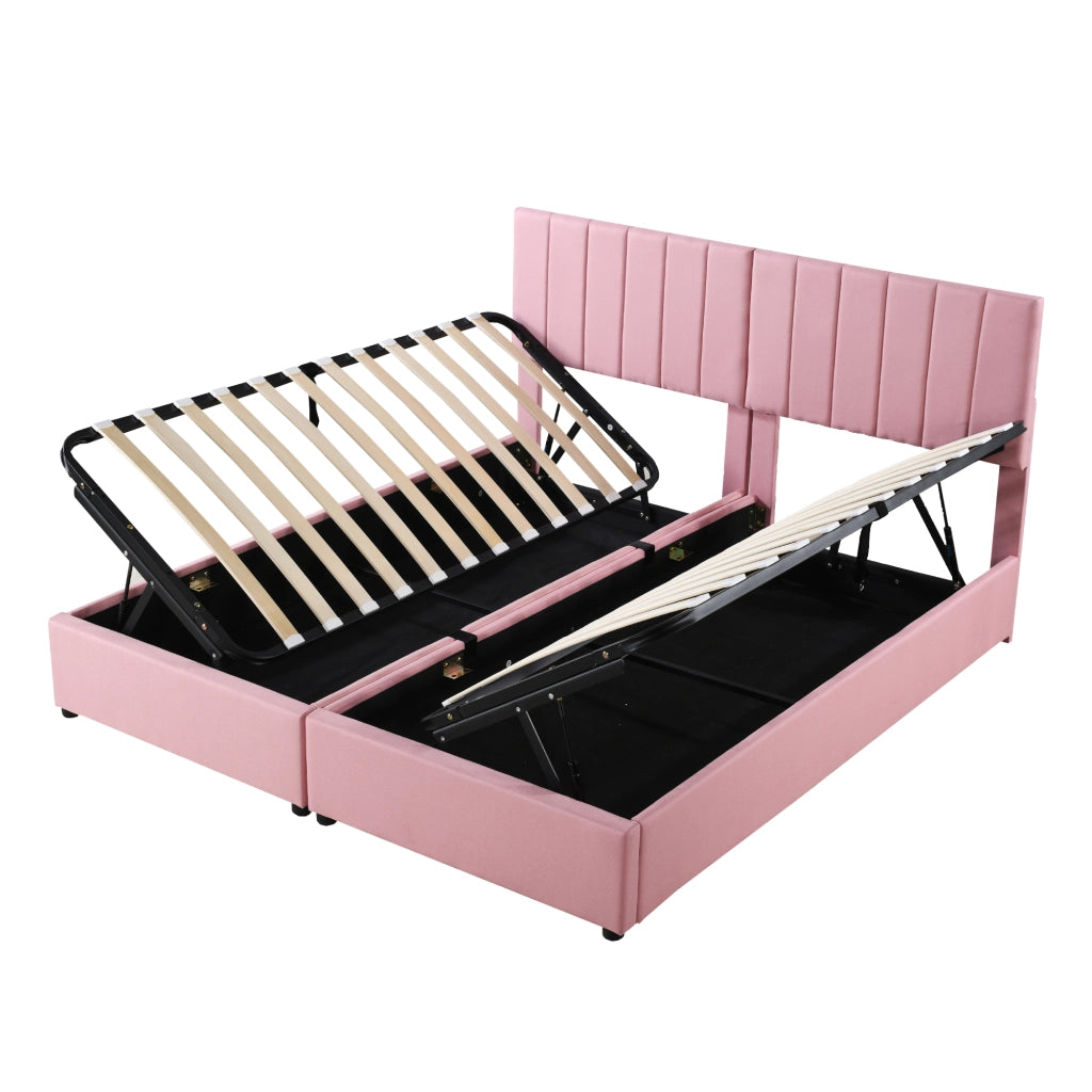 letto imbottito lino rosa 180 x 200 cm
