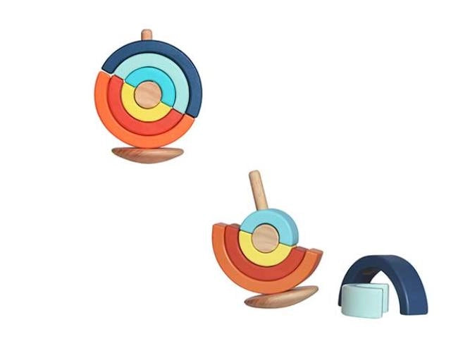 Bass & Bass - Circular Culbuto - Stack & Build - Montessori Educational Tool - 18M+ Wooden Toy