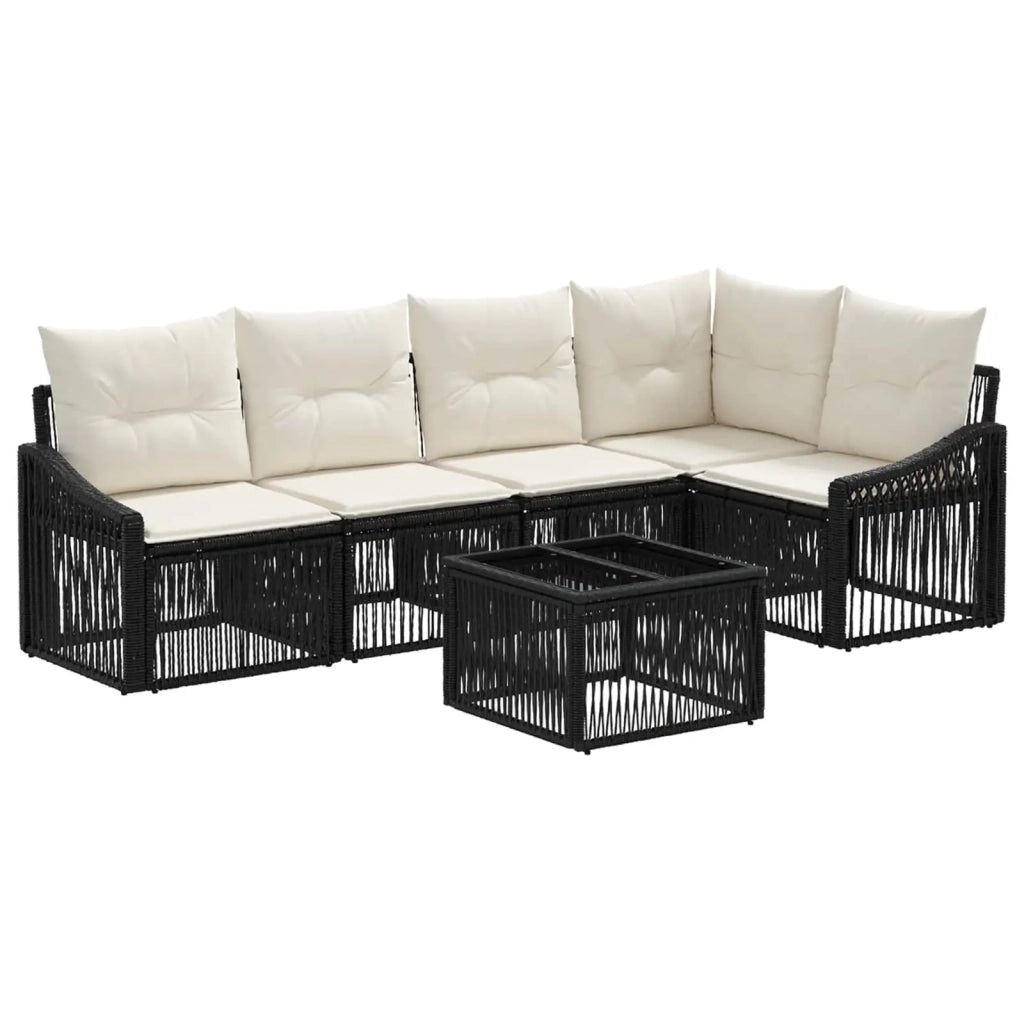 Set Divano da Giardino 6 pcs Nero polyrattan 3436006