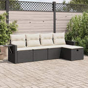 Set Divani da Giardino 5 pz con Cuscini in Polyrattan Nero 3325462