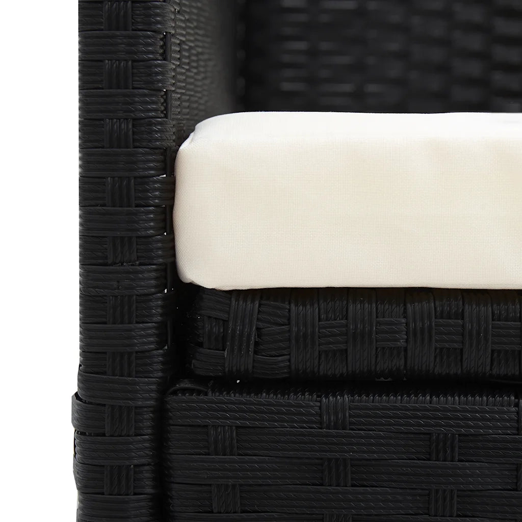 Lettino da Giardino con Cuscini in Polyrattan Nero 49391