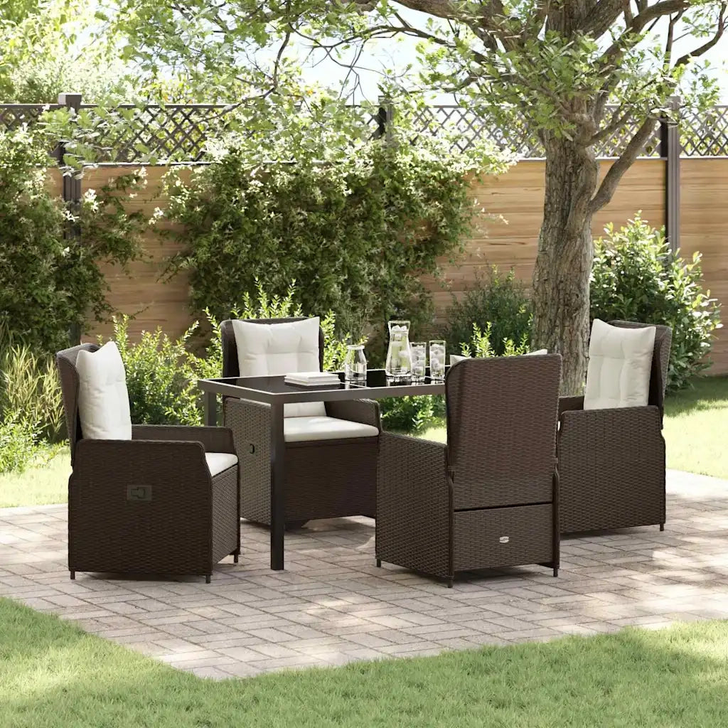 Set da Pranzo per Giardino 5 pcs Marrone polyrattan