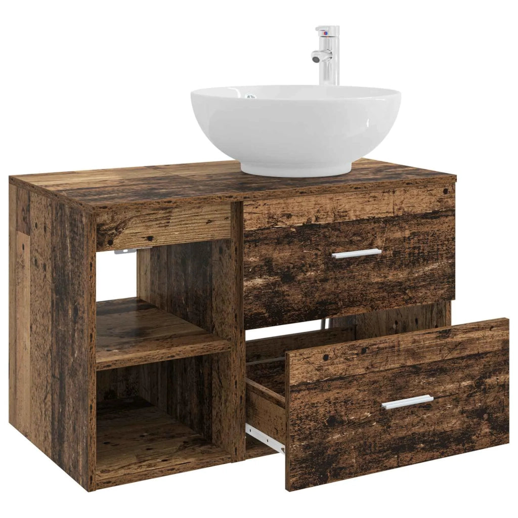 Set di mobili per il bagno 2 pcs Legno antico 3403918