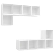 Set Mobili Porta TV 4 pz | Armadietto TV | Mobile Porta TV Bianco in Legno Multistrato