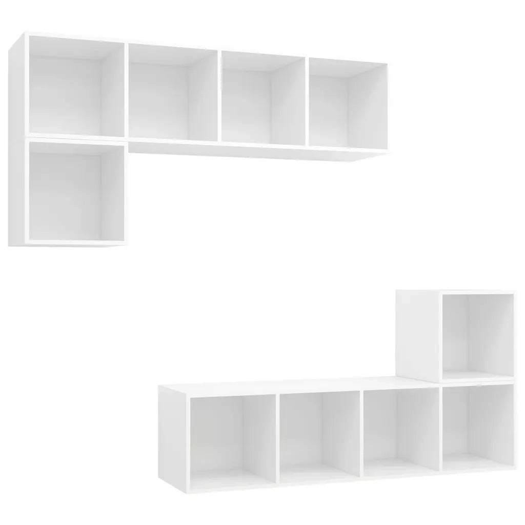 Set Mobili Porta TV 4 pz | Armadietto TV | Mobile Porta TV Bianco in Legno Multistrato