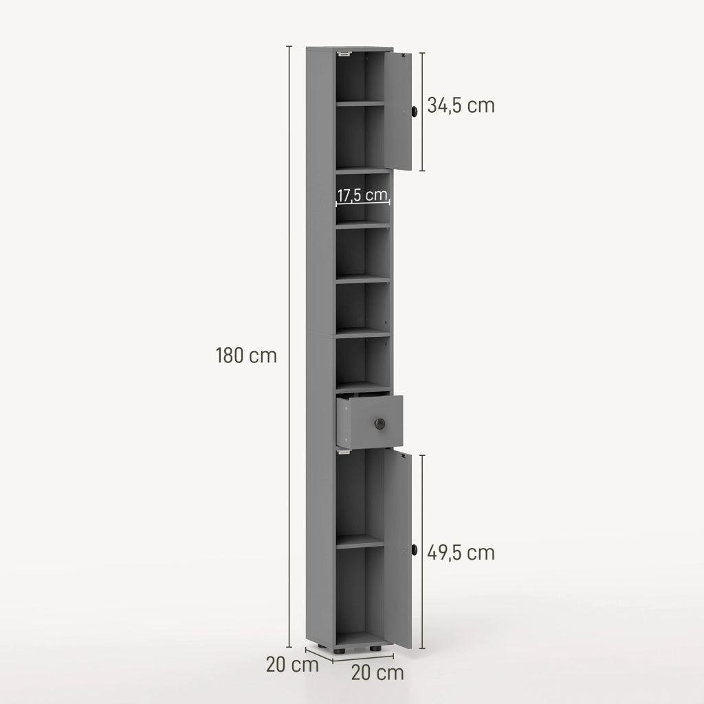 Armadietto Bagno con Cassetto e Ripiani ¨C Minimal ¨C Grigio 60x30x30