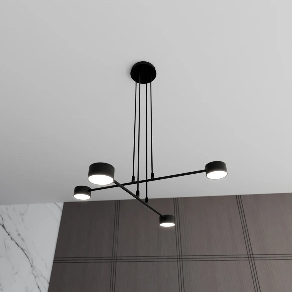Sospensione Moderna Tefnut 4 Luci In Acciaio Nero