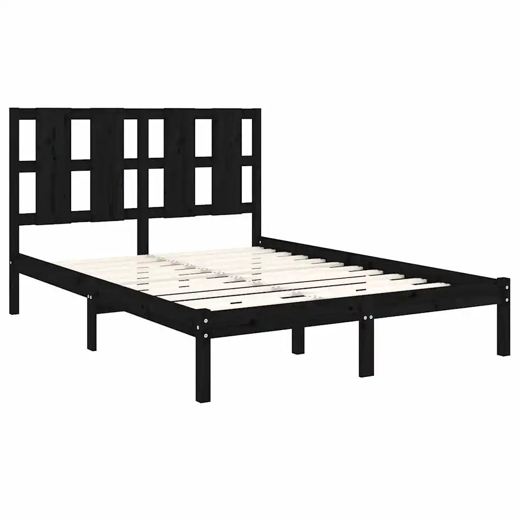 Giroletto Nero in Legno Massello di Pino 140x190 cm 3105584