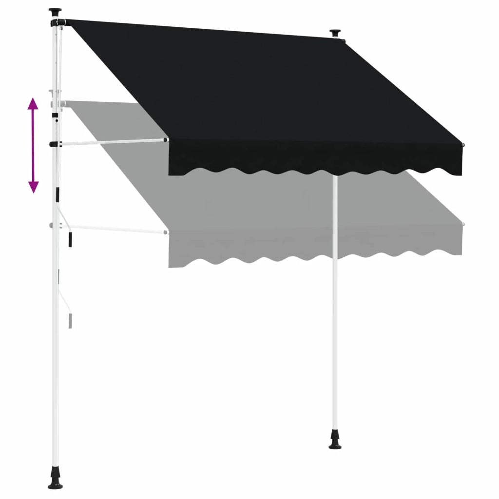 Tenda da Sole | Tenda retrattile manuale Nero 200 cm