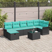 Set Divano da Giardino con cuscino 8 pcs Nero Poly Rattan 3360247