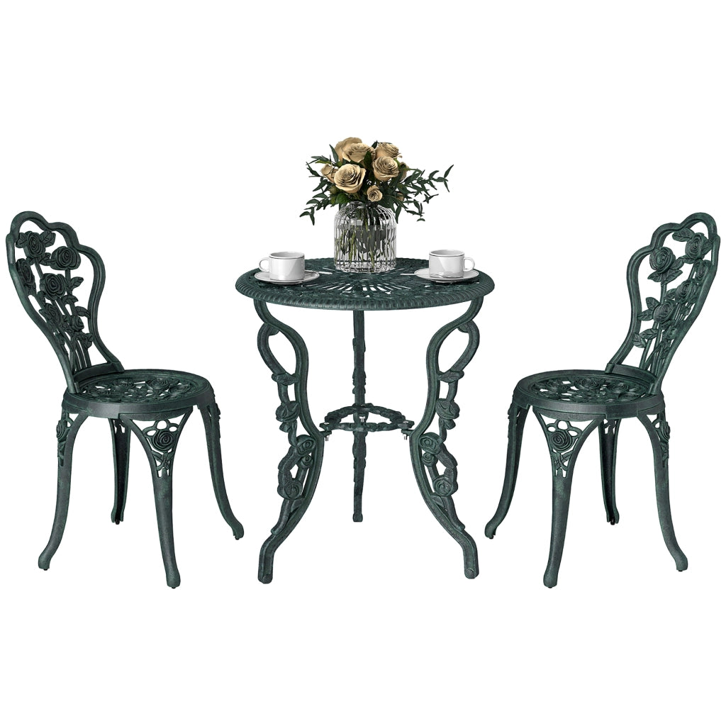 Set Bistrot da Giardino 2 Posti ¨C Xylo ¨C Alluminio Pressofuso Verde Antico