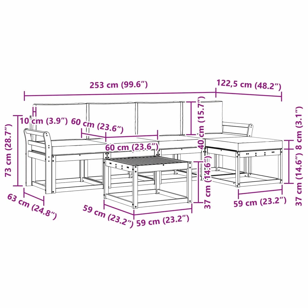 Set di divani da esterno 6 pz Bianco e Beige 3387527