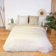 Set biancheria da letto in microfibra a righe beige, 2 posti