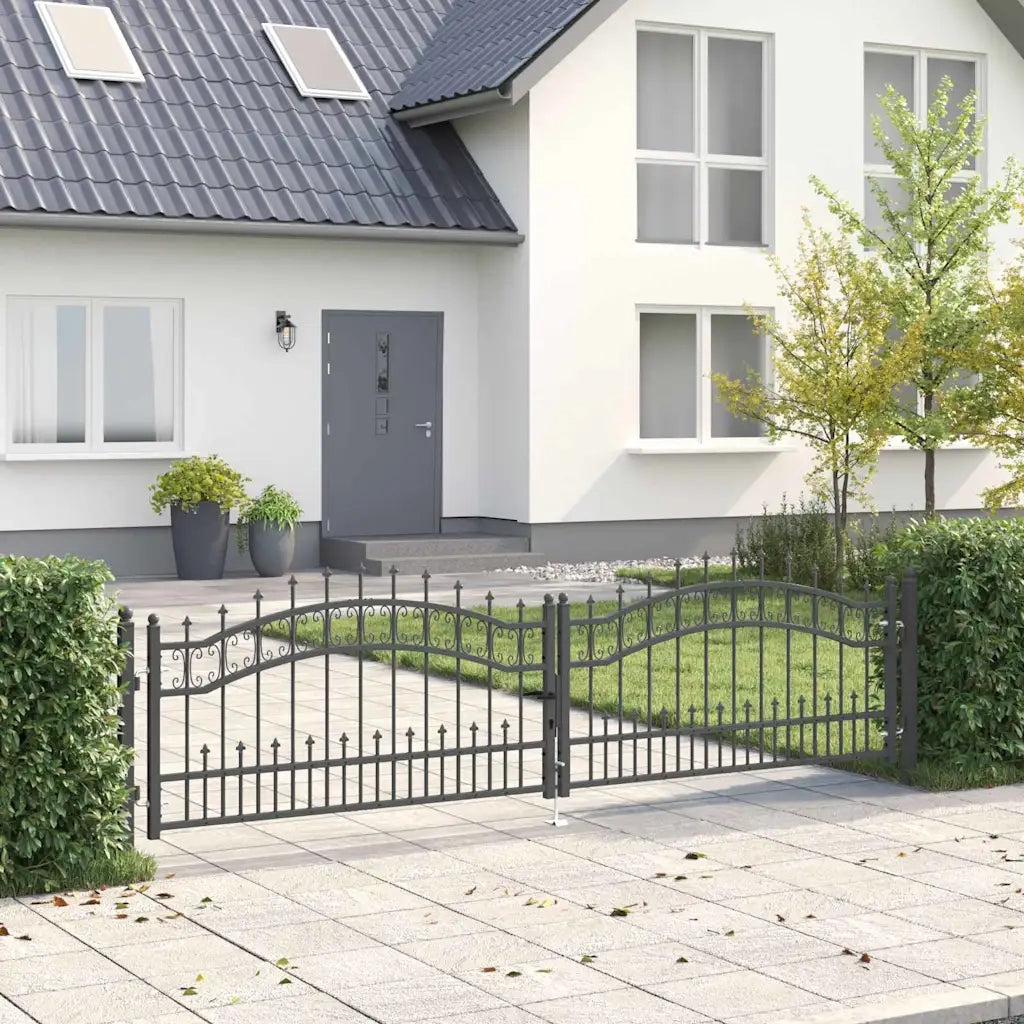 Cancello con Punta a Lancia KAMPEN 305 x 75 cm Acciaio Grigio 42009042