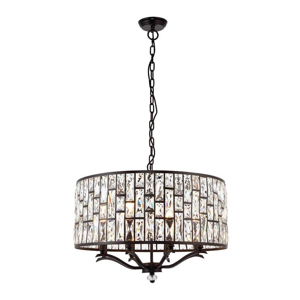 Lampadario Belle cristallo K5 bronzo scuro 8xE14 Endon