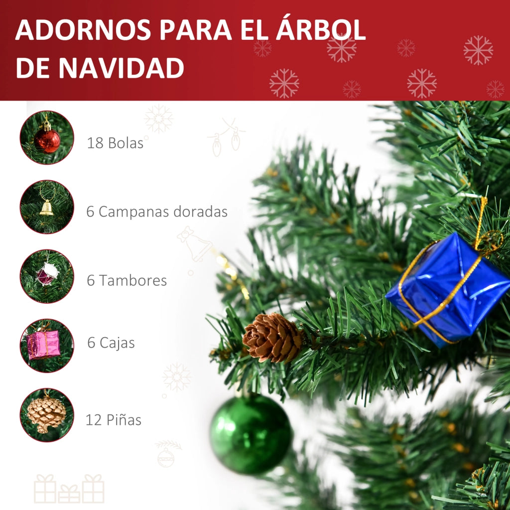 Albero di Natale Artificiale 180 cm Verde ¨C zephmum ¨C con 624 Rami e Decorazioni