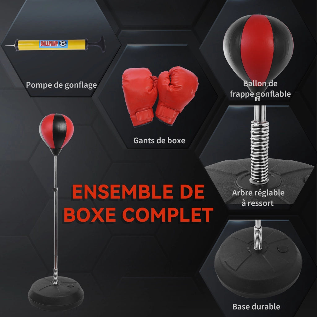 Sacco da Boxe su Piede Regolabile ¨C Minimal ¨C Nero e Rosso 126-144 cm