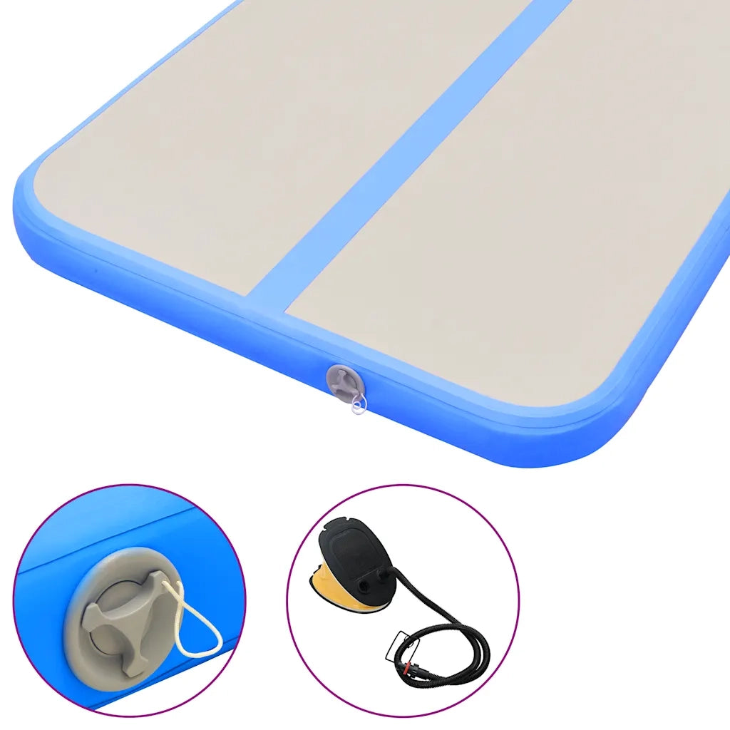 Tappetino Ginnastica Gonfiabile con Pompa 400x100x10 cm PVC Blu CFW2833763