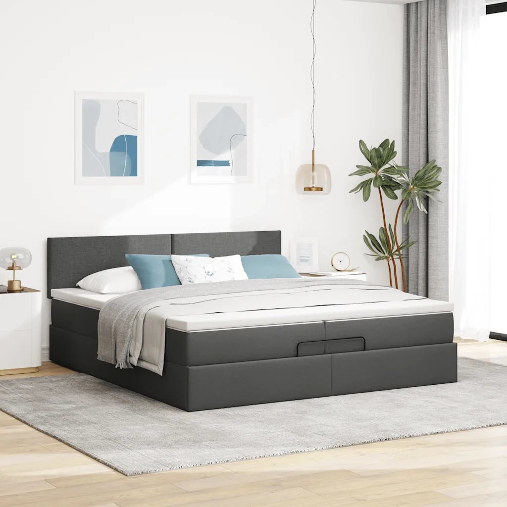 Struttura Letto Pouf con Materassi 200x200 cm in Tessuto 3312251