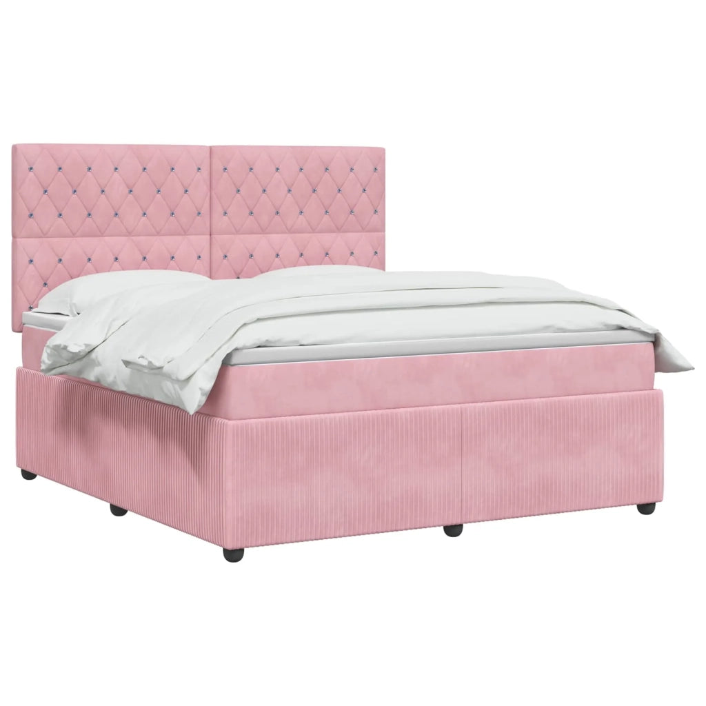 Letto box spring con materasso Rosa 140 x 200 cm Velluto 3454618