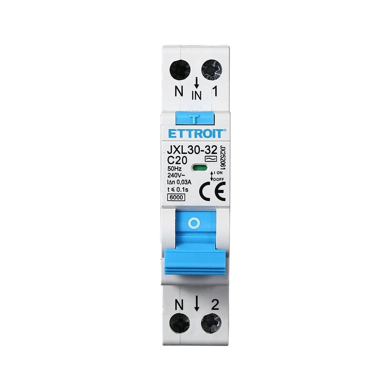 Interruttore Magnetotermico Differenziale 1P+N 20A 6KA 30mA 220V Occupa 1 Modulo DIN