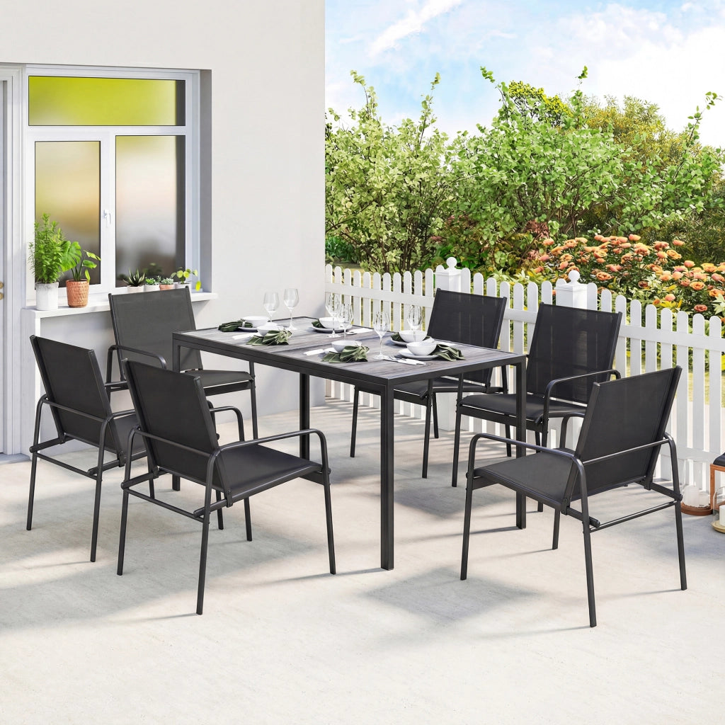 Set Tavolo e Sedie da Giardino ¨C Minimal ¨C Nero 6 Pezzi