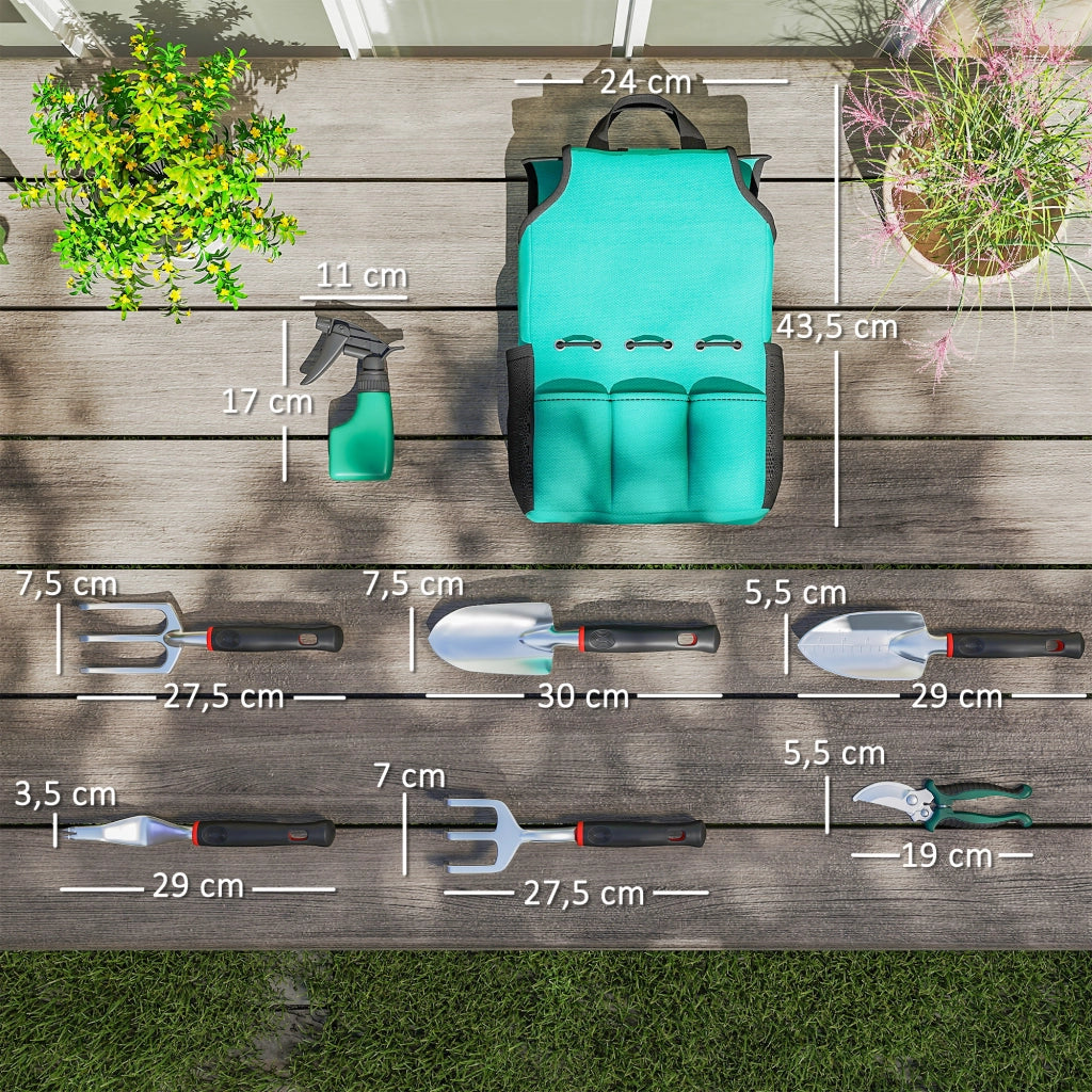 Set Attrezzi da Giardino 9 Pezzi ¨C Xylo ¨C Alluminio con Forbici e Borsa